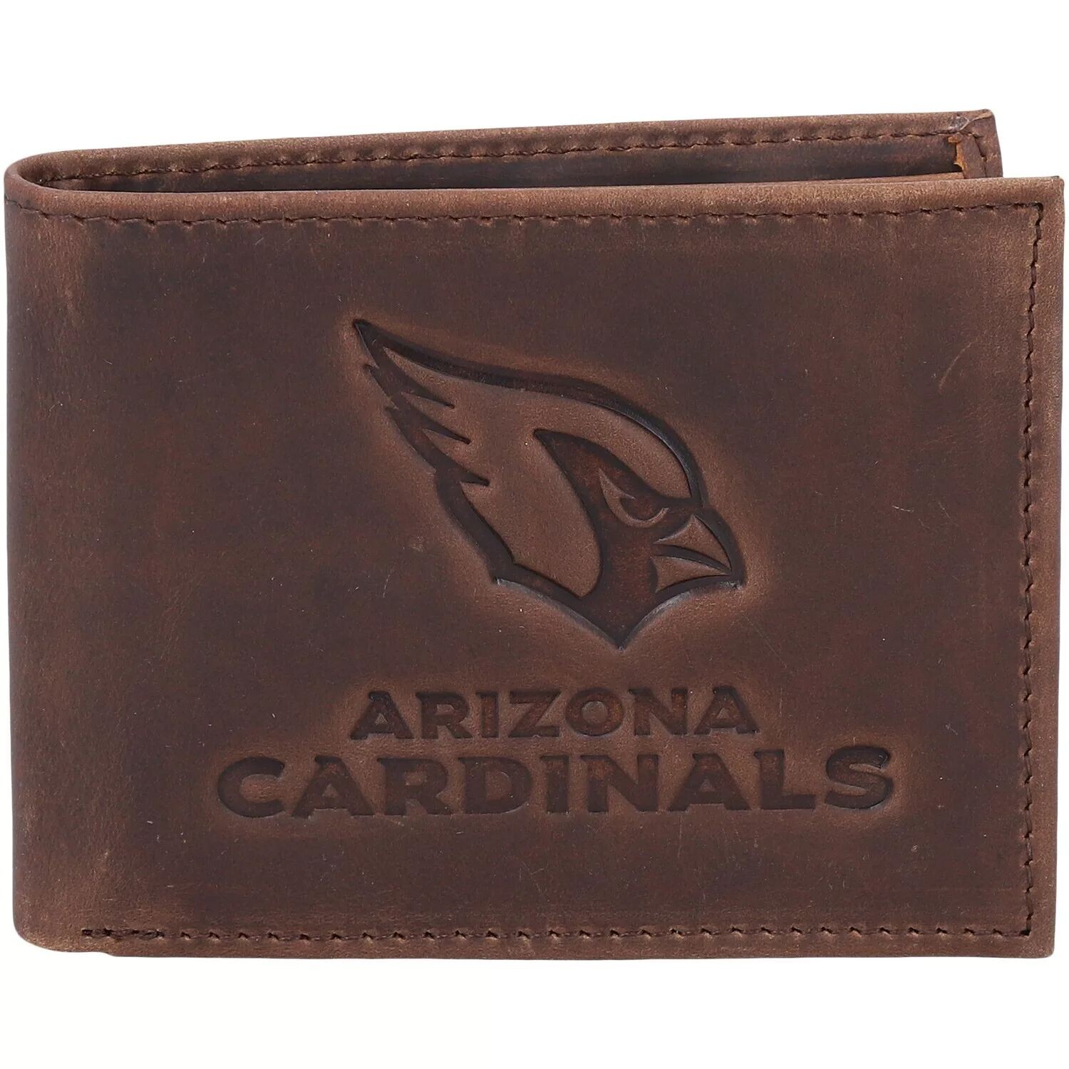 

Коричневый кожаный кошелек двойного сложения Arizona Cardinals
