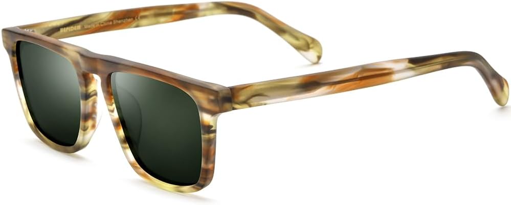 

Солнцезащитные очки HEPIDEM матовые ацетатные, винтажные, ретро, ​​квадратные, поляризованные, для мужчин, с защитой от УФ-излучения UV400, 9283t Matte Leopard Frame Green Lens