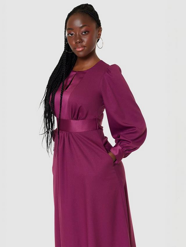

Платье миди с пышными рукавами Closet London, цвет Maroon