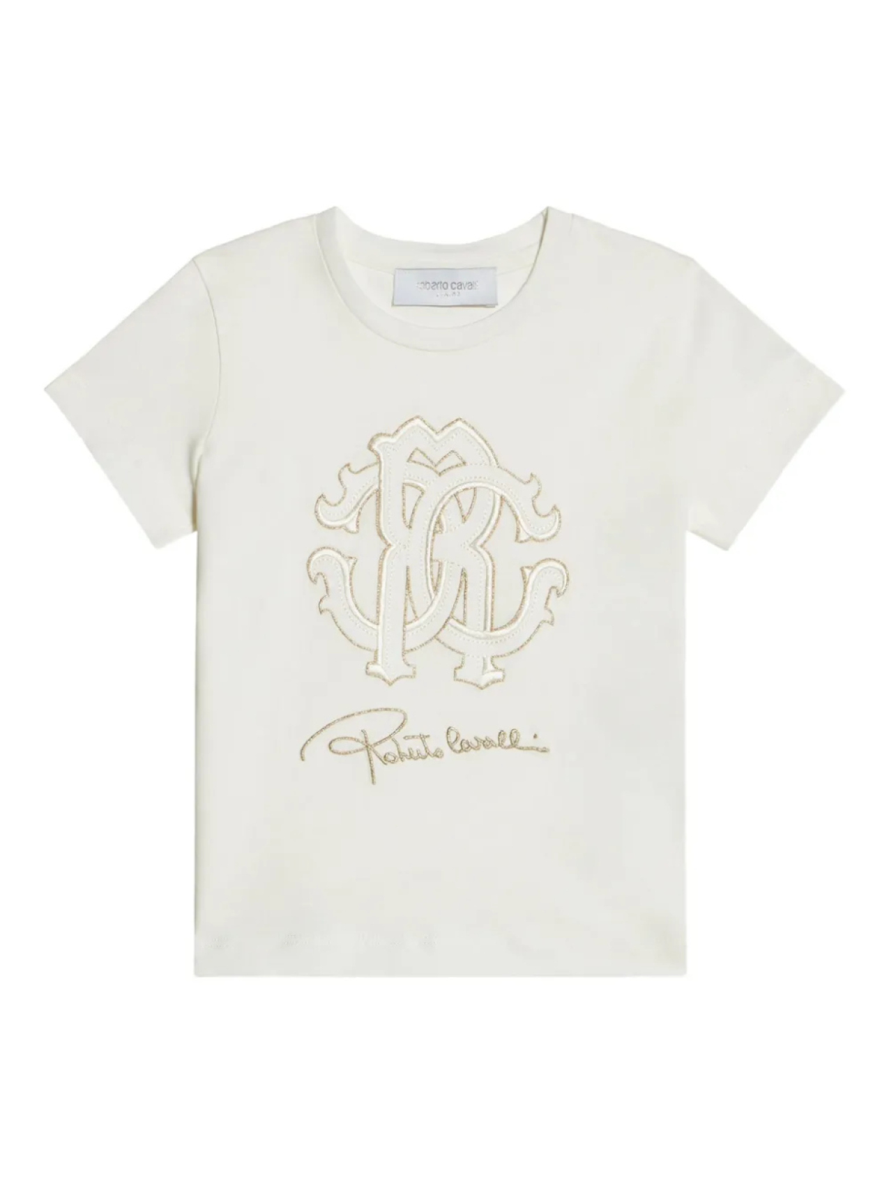 

Футболка с вышитым логотипом Roberto Cavalli Junior, белый