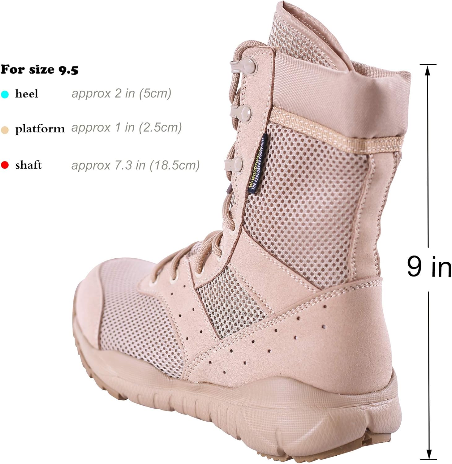 Мужские легкие тактические ботинки LD из микрофибры/замши Wwoodtomlinson, Tan Mesh — фото 2