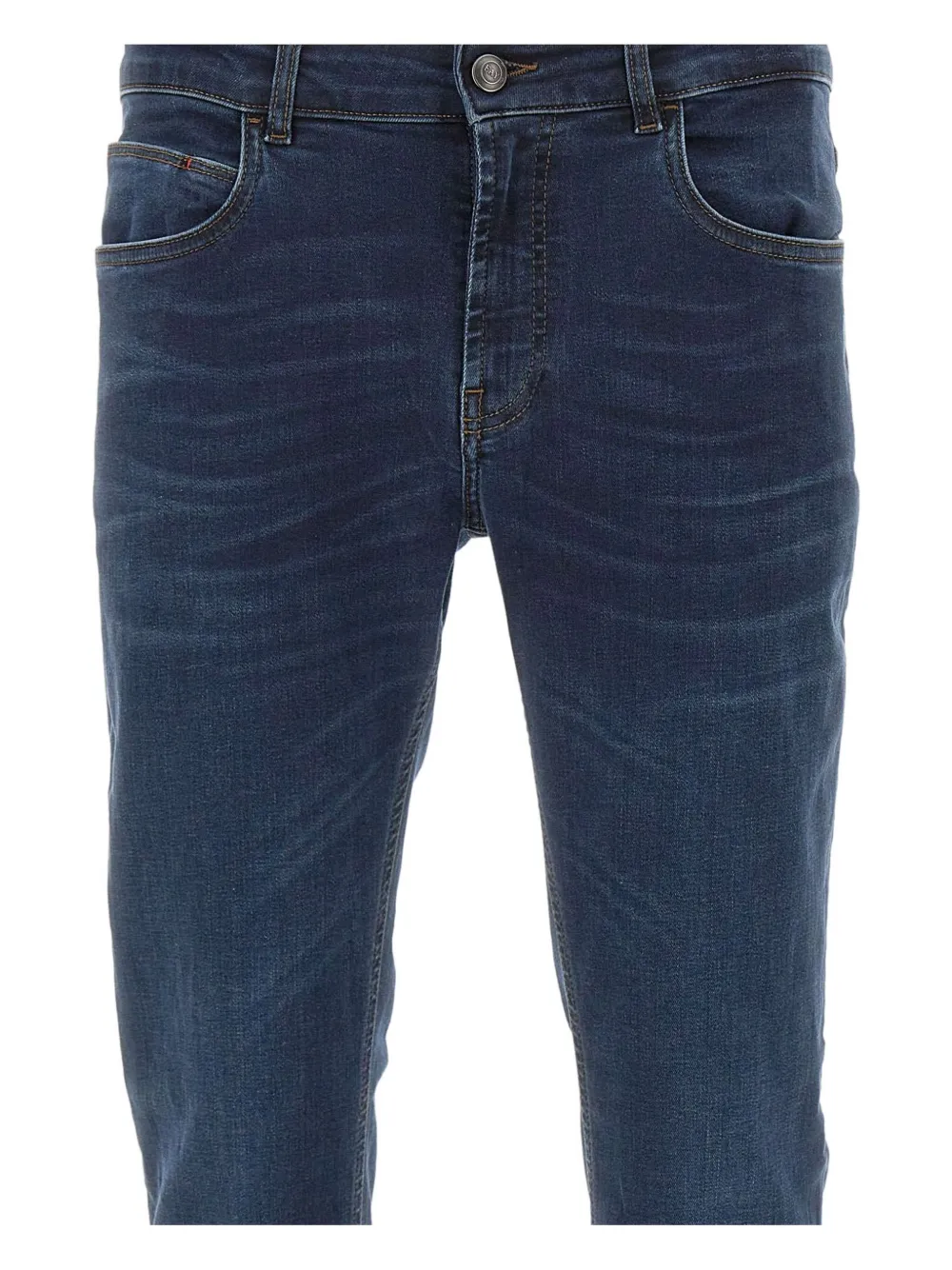 

Джинсы с пятью карманами и нашивкой-логотипом Fay, синий