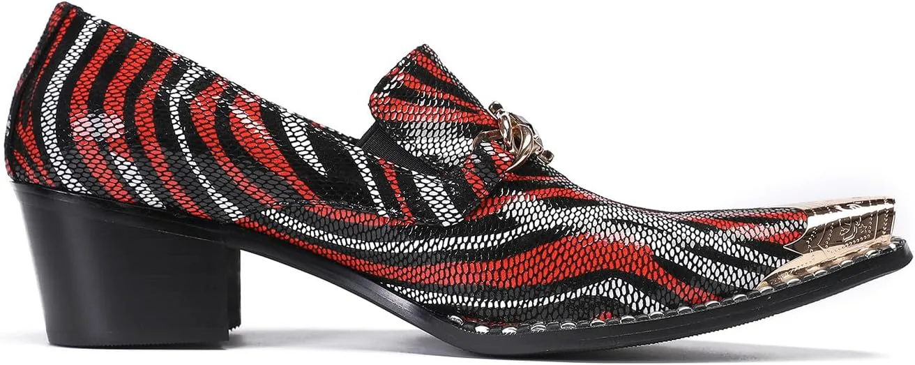 

Мужские лоферы Santimon, диско-вечеринка, повседневная обувь слипоны, кожаные лоферы с металлическим носком, западная мода, бальные, свадебные, выпускные, туфли под смокинг для мужчин, красный/черный