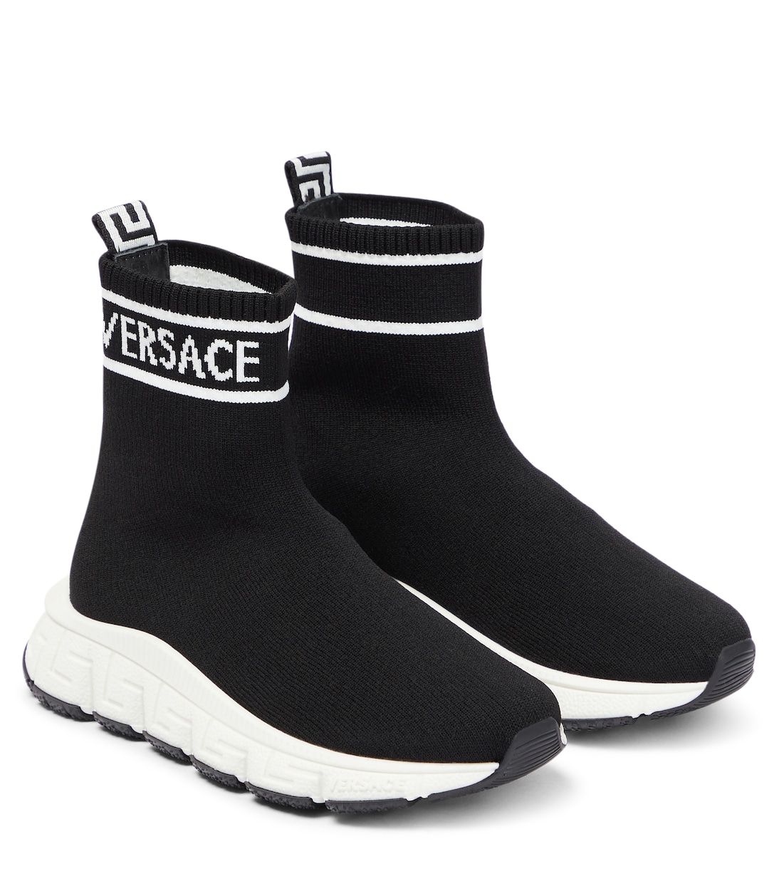 

Кроссовки-носки с логотипом Versace Kids, Nero+Bianco