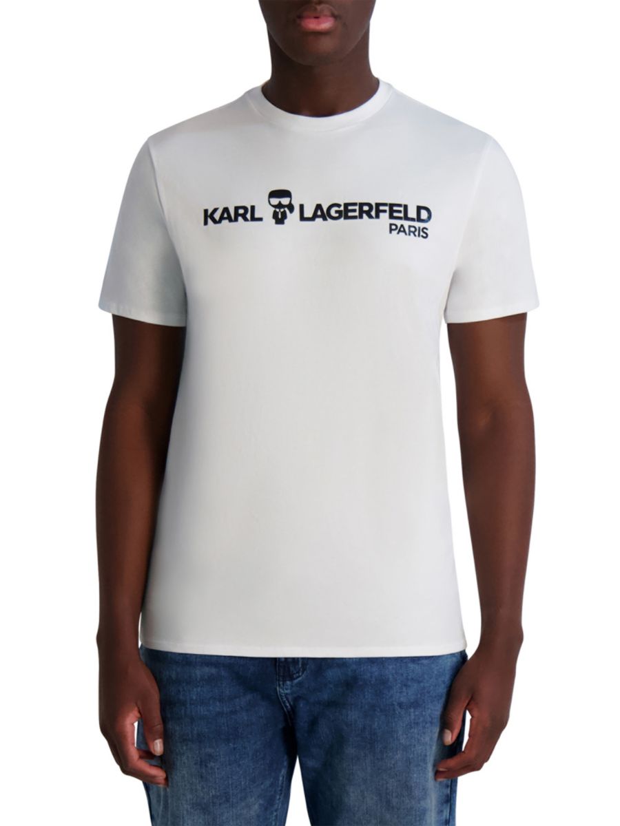 

Хлопковая футболка с логотипом Karl Lagerfeld Paris, белый
