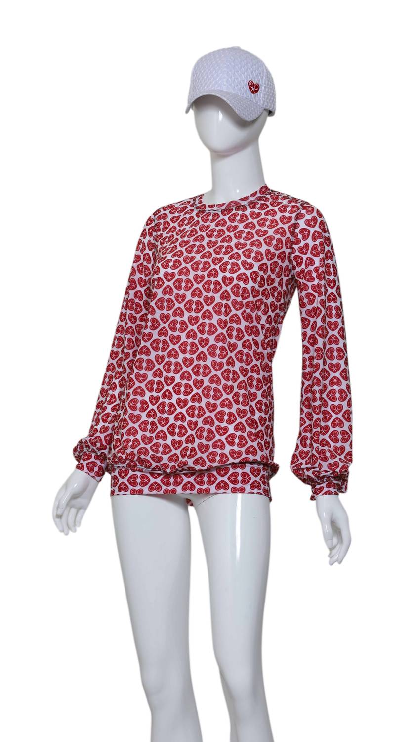 

Женская мягкая толстовка с длинным рукавом в белом цвете с малиновыми сердечками Love Love Tennis