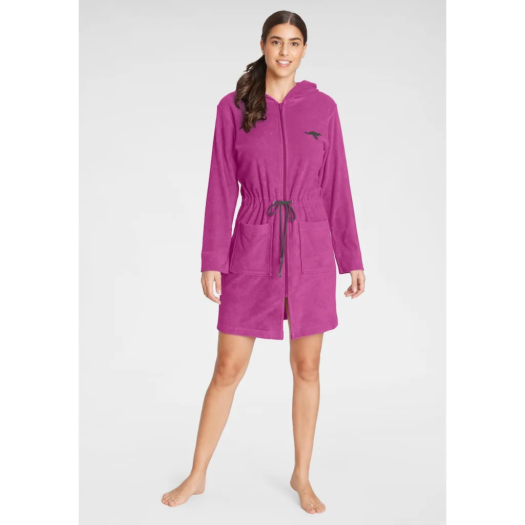 

Женский халат KangaROOS Kira, идеальный для сауны и спа, гостиничный халат, утренний халат, 1 шт., с пояском, короткий, халаты для женщин, размеры XS-3XL Kangaroos, розовый/серый