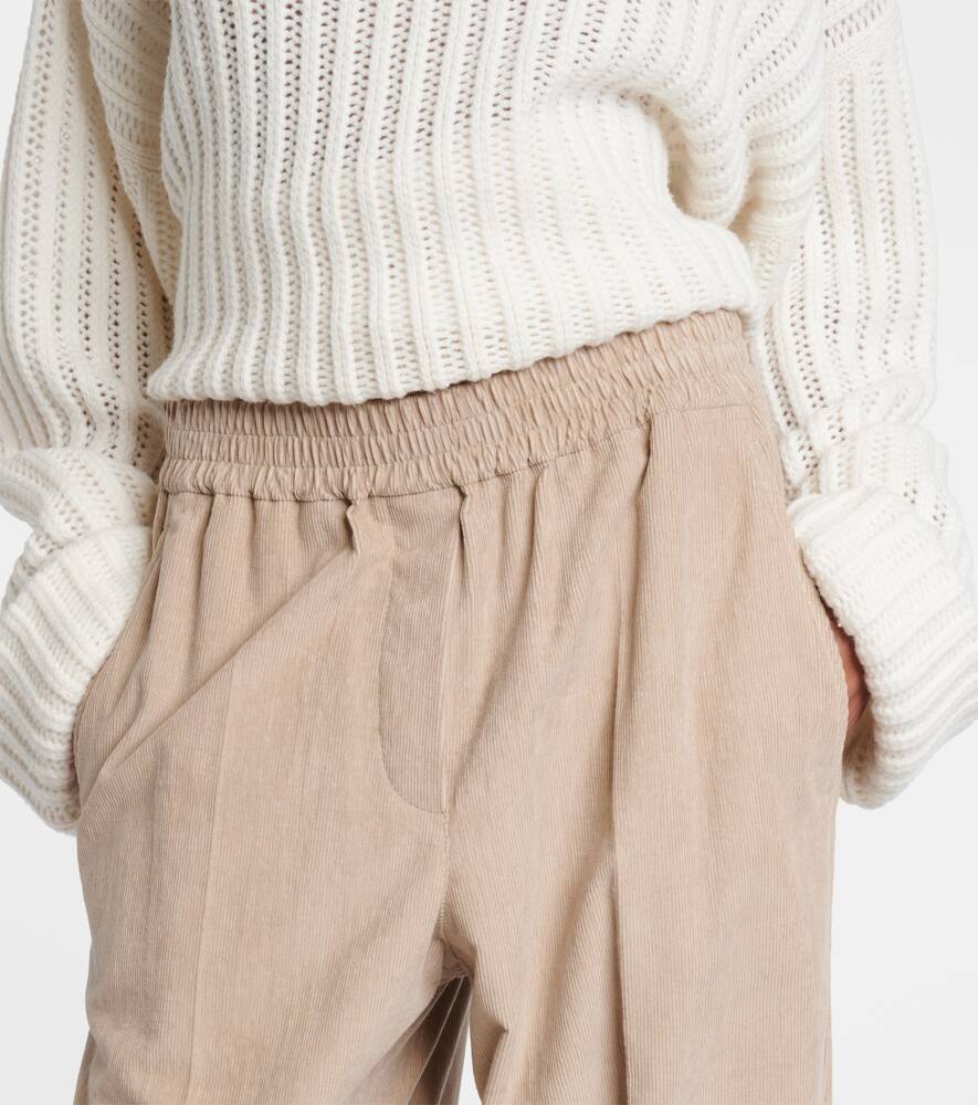 Хлопковые вельветовые брюки с широкими штанинами Brunello Cucinelli, Beige — фото 4