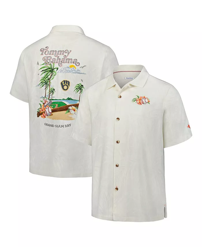 

Мужская белая рубашка на пуговицах Milwaukee Brewers Grand Slam Bay Tommy Bahama