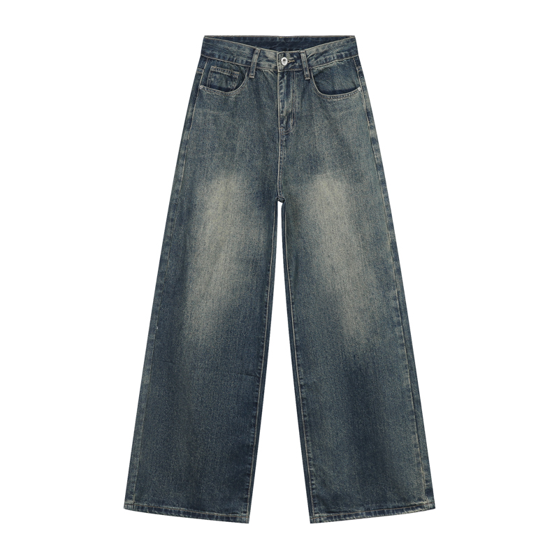 

Мешковатые джинсы удлиненные до пола широкие брюки унисекс винтажные темно-синие Voguo Relay, черно-серые