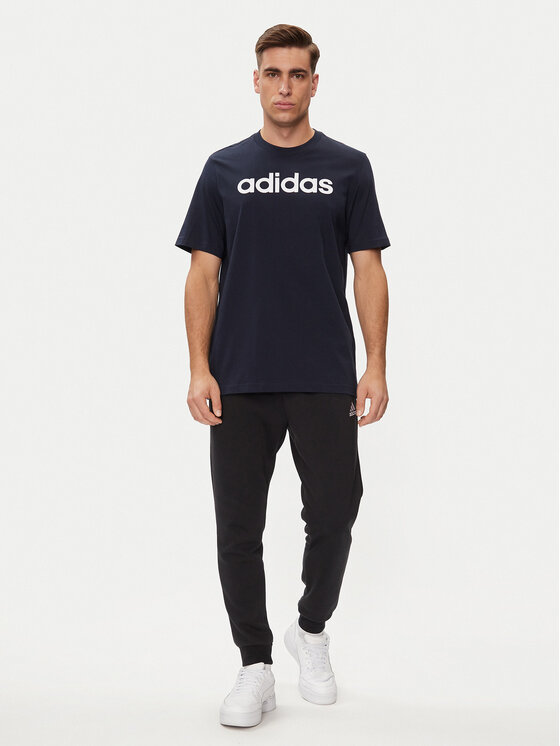 Футболка regular fit Essentials Single Jersey Linear Embroidered Logo T-Shirt IC9275 Adidas, синий — фото 2