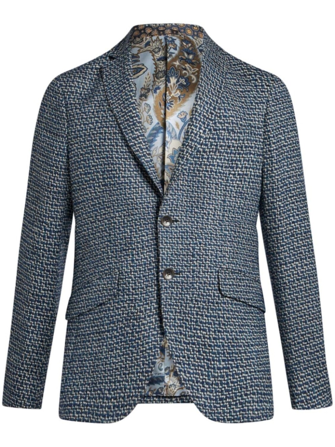 

ETRO шерстяной однобортный пиджак, синий