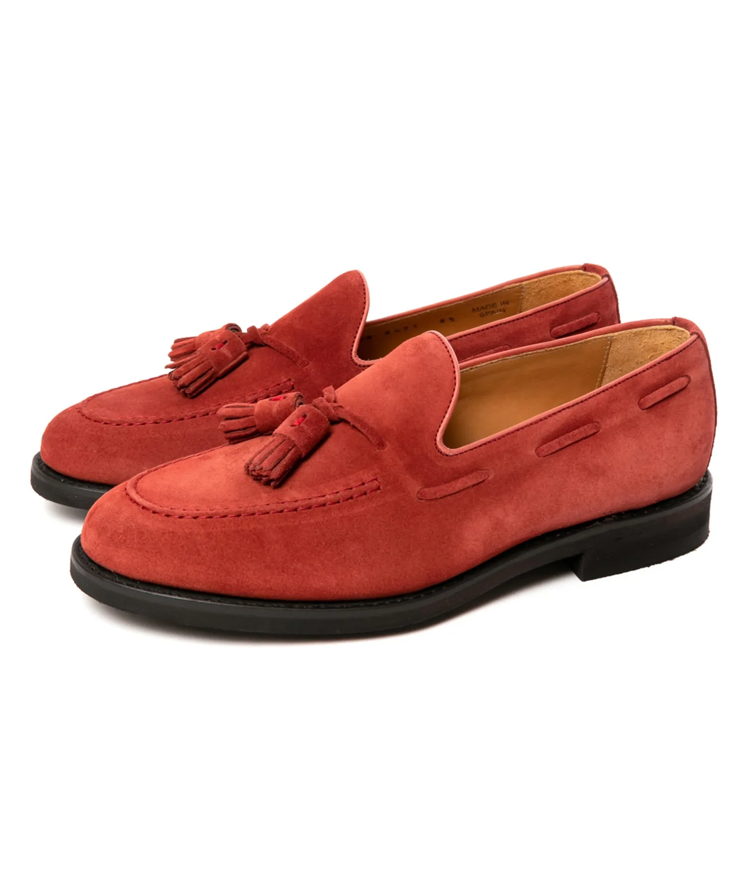 Мужские туфли-лоферы Berwick1707 8491 с кисточками из замши на Vibram подошве красные