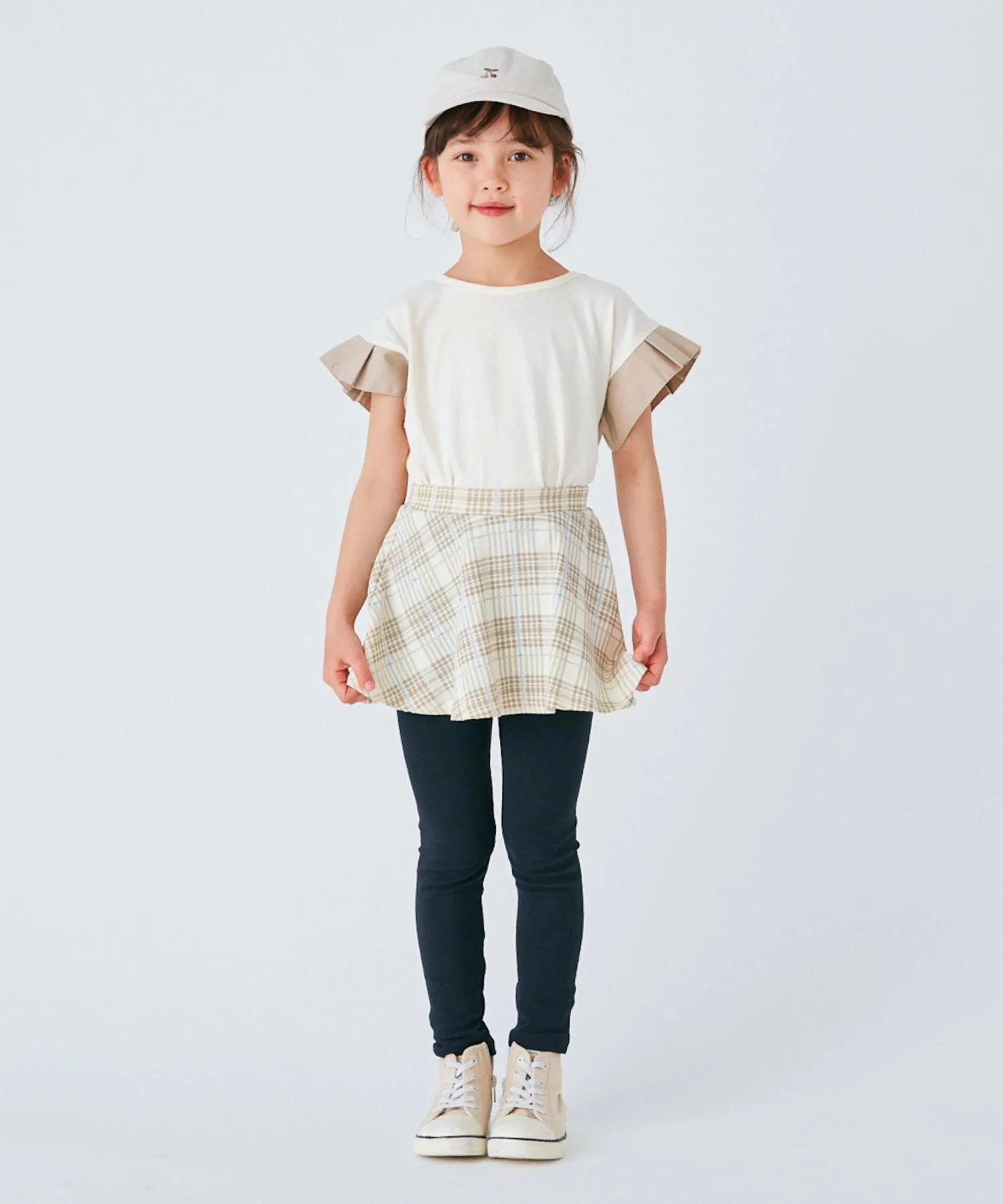 Футболка с короткими рукавами и оборками на рукавах Ever Closet, Ivory Beige — фото 3