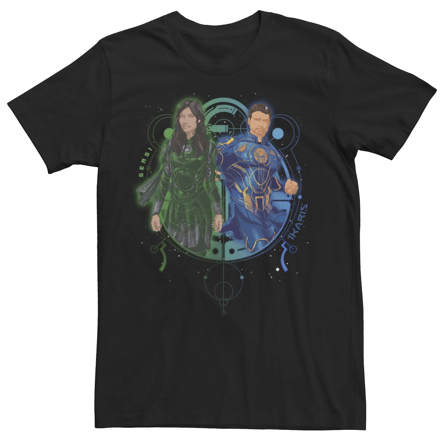 

Мужская футболка Marvel Eternals Sersi Ikaris Duo Color Splash Portrait Licensed Character