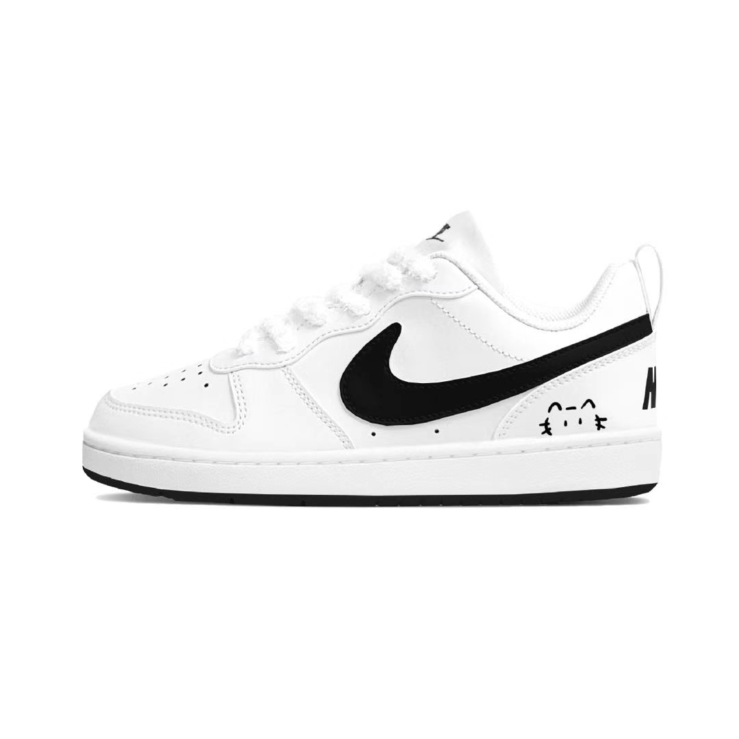 

Nike Детские кроссовки для скейтбординга Court Borough Little Black Cat с амортизацией и дышащим верхом, низкие, для подростков