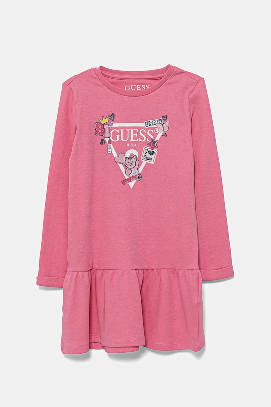 

Детское хлопковое платье Guess, розовый