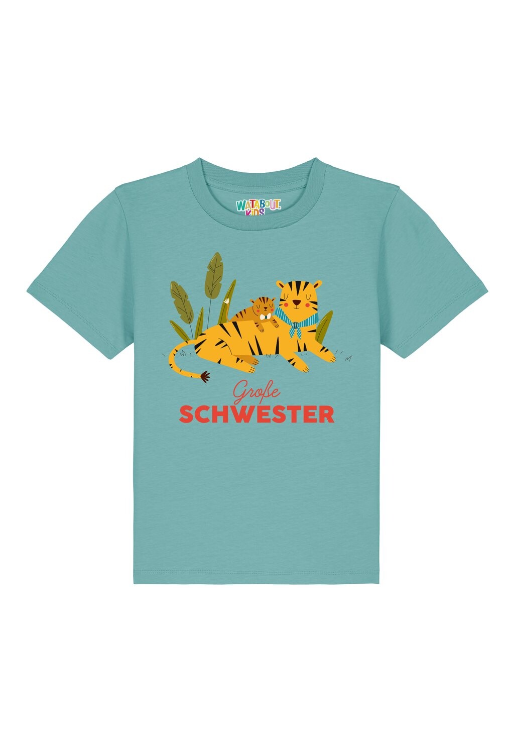 

Футболка с принтом TIGER GROSSE SCHWESTER Watapparel, цвет teal monstera