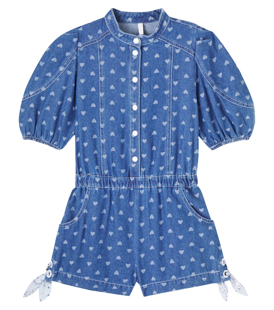 

Джимовый комбинезон с принтом Zimmermann Kids, Jacuard Blue