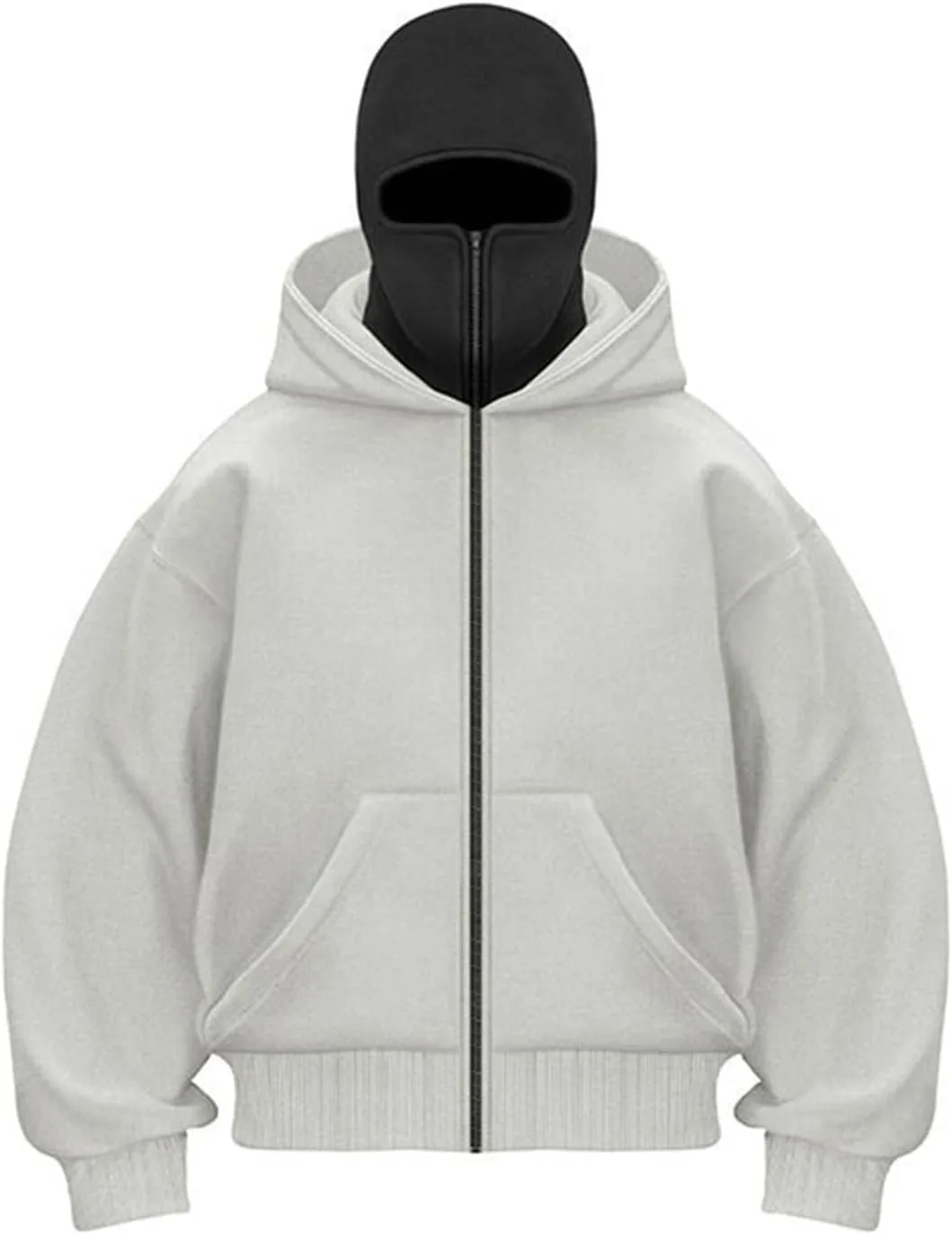

Мужская балаклава худи с двойным капюшоном и молнией, ветрозащитная флисовая толстовка