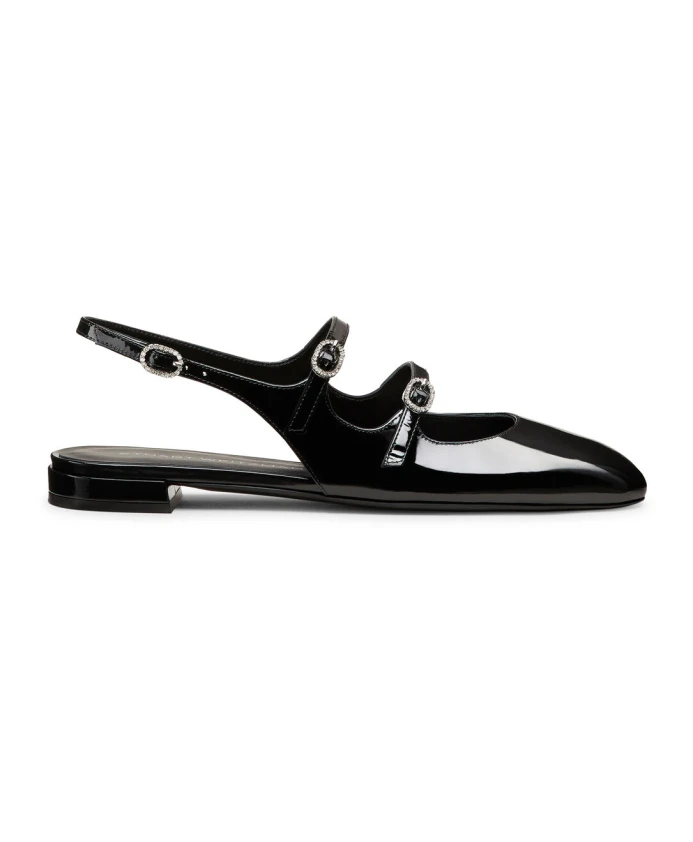 Туфли на плоской подошве с пяткой и пряжкой из кристаллов Stuart Weitzman, черный