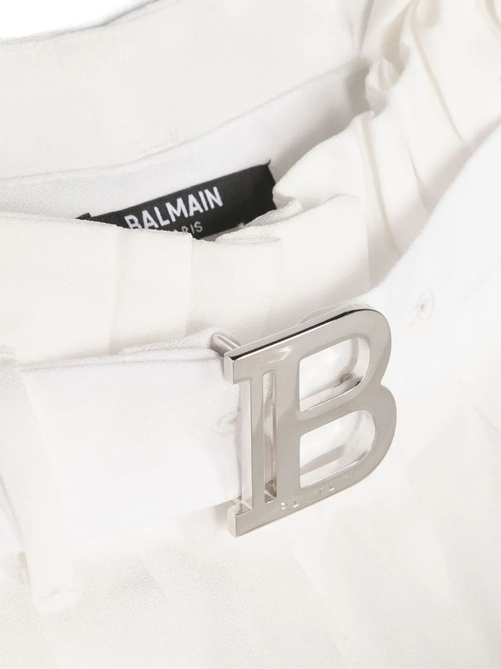 Широкие брюки с присборенной талией Balmain Kids, белый — фото 3