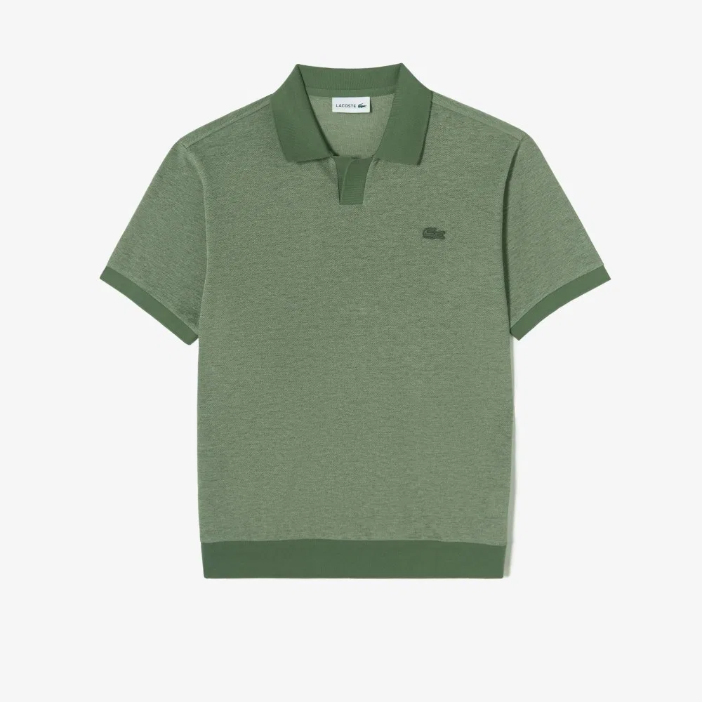 Мужская базовая футболка-поло с открытым воротом зелёная от Lacoste