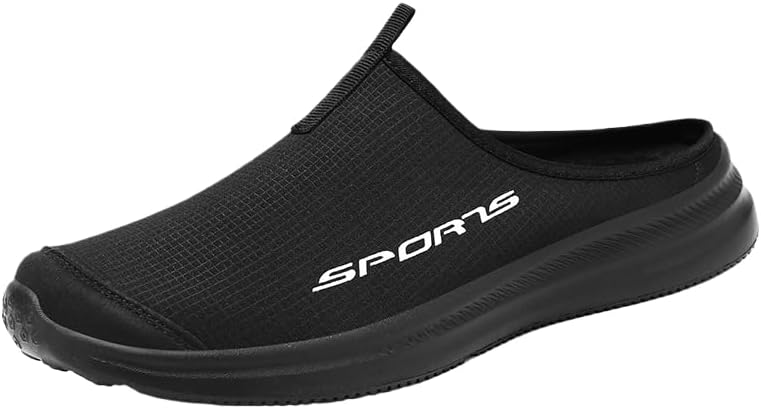 

Модные мужские тапочки - плоские с круглым носком, полуботинки - подошва из ПВХ - повседневная обувь цельного кроя - удобные и легкие - подходят для повседневного ношения и работы Hoalox, черный