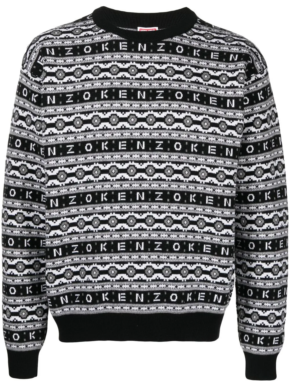 

Шерстяной джемпер с жаккардовым логотипом KENZO, черный