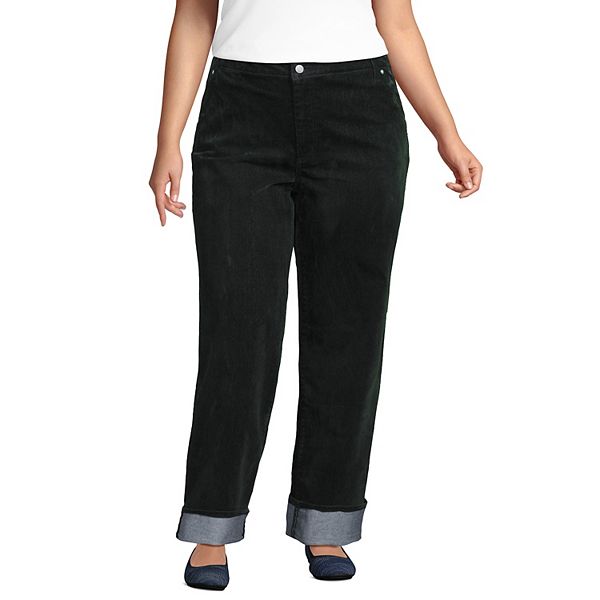 

Джинсы Plus size с принтом flocked, mid rise, relaxed, прямые, с манжетами Lands' End