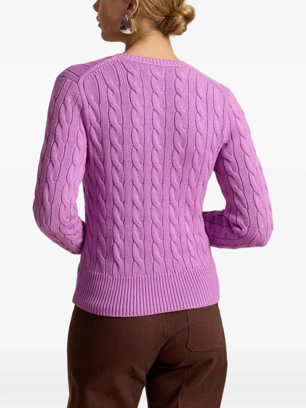 Кардиган фактурной вязки POLO RALPH LAUREN, фиолетовый — фото 4