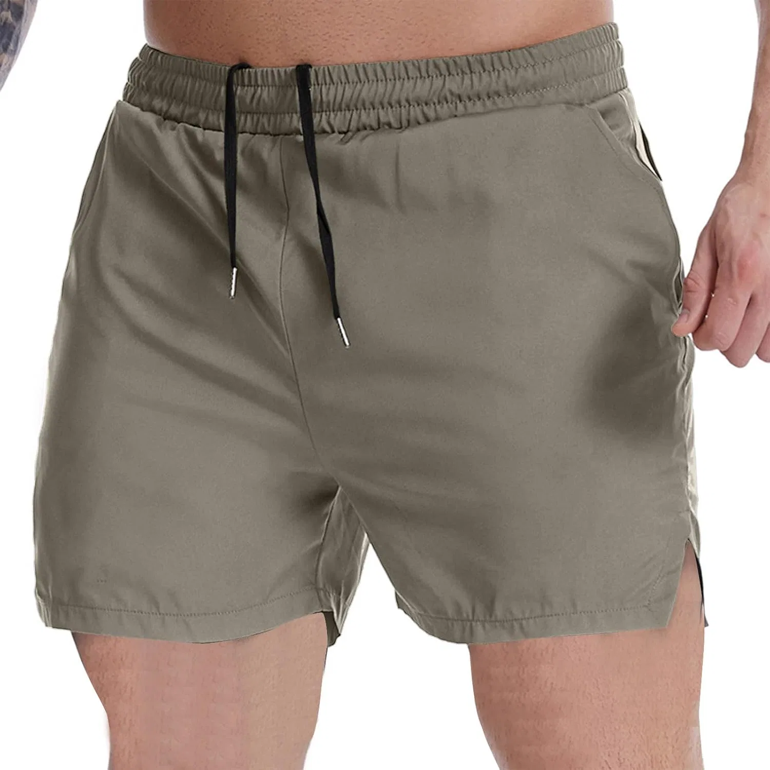 Мужские шорты прямые, легкие, на поясе с утяжкой, Army Green