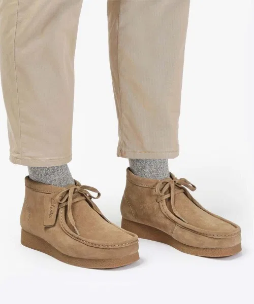 Мужские замшевые мокасины Clarks WallabeeEVO Bt чёрные
