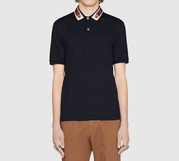 Футболка stripe short sleeve polo shirts 'navy blue' Gucci, синий — фото 4