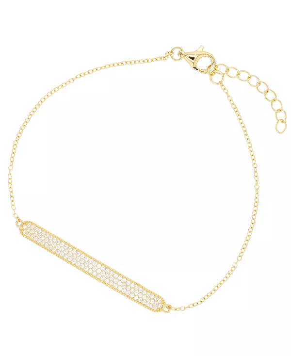 

Браслет-Планка с микропаве из кубических цирконий из стерлингового серебра (также из 14-каратного золота поверх серебра) Macy'S, yellow