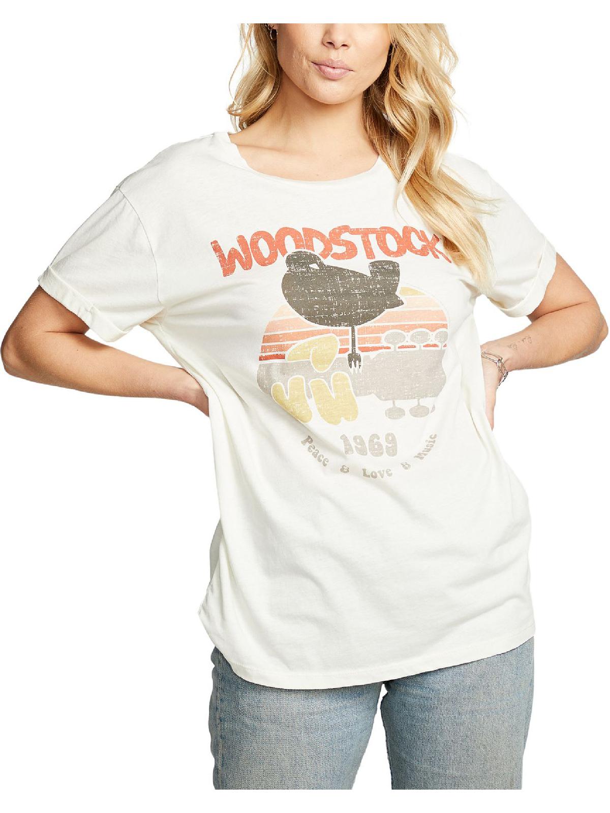 

Женская футболка с графическим принтом и манжетами Chaser, цвет au lait woodstock