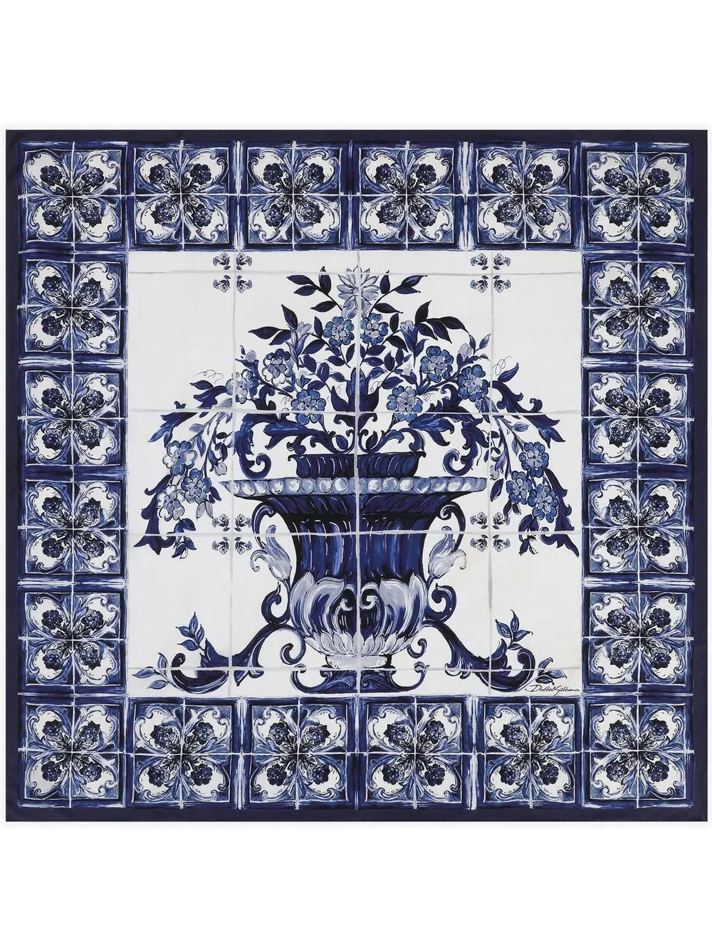 

Твиловый шарф с принтом Majolica DOLCE & GABBANA, синий