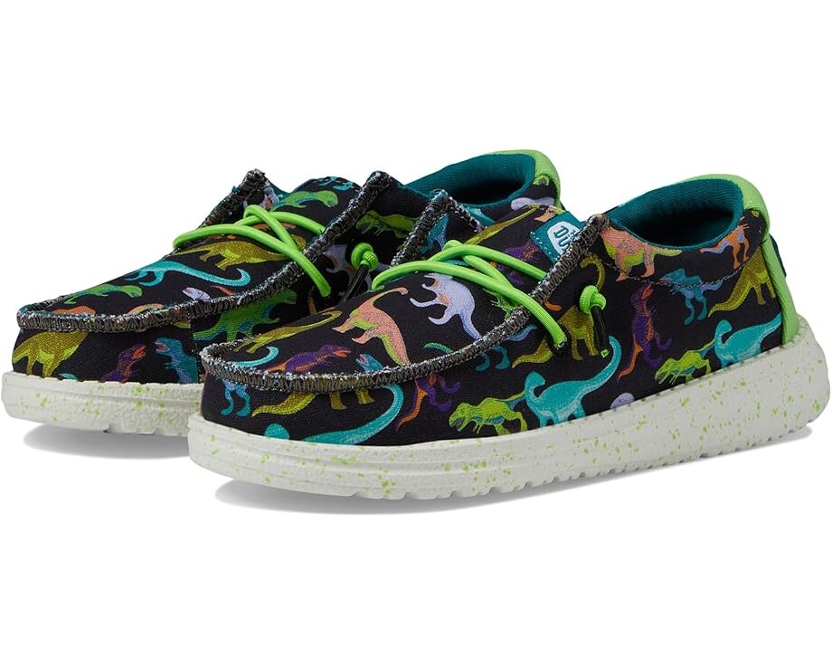 

Лоферы Hey Dude Kids Wally Dino, цвет Black/Lime