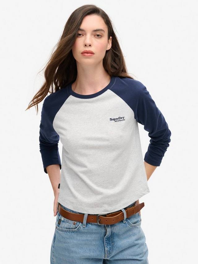 

Бейсбольный топ с длинным рукавом essential logo Superdry, цвет Navy/Grey Marl