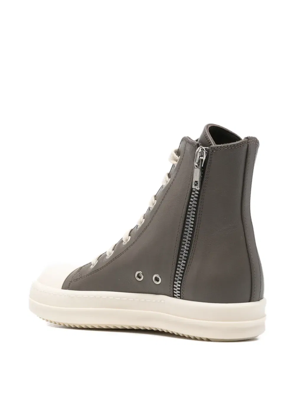 Кожаные высокие кеды на молнии Rick Owens Kids, серый — фото 2