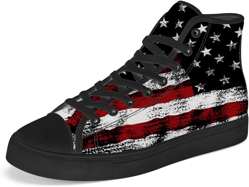 

Кроссовки Chebing с американским флагом для мужчин и женщин, красно-бело-синие, высокой посадки, на шнуровке, повседневные, подарок для патриотов