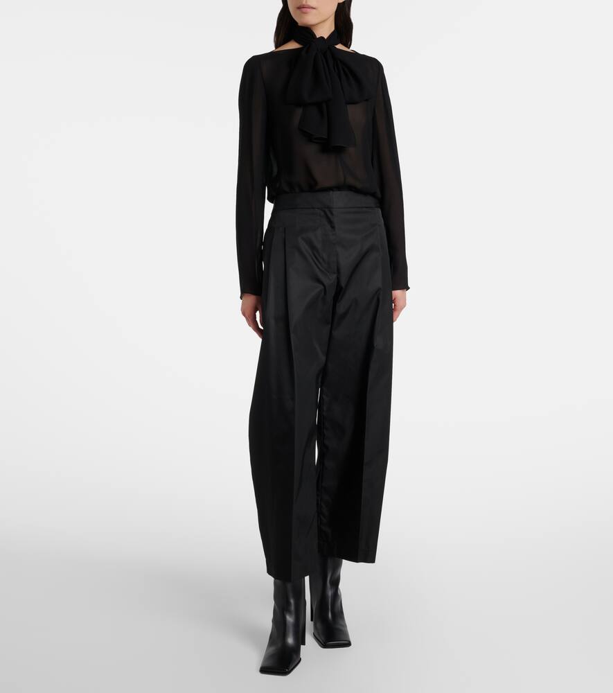 Блузка с прозрачным воротником-галстуком Alaïa, Noir Alaia — фото 2