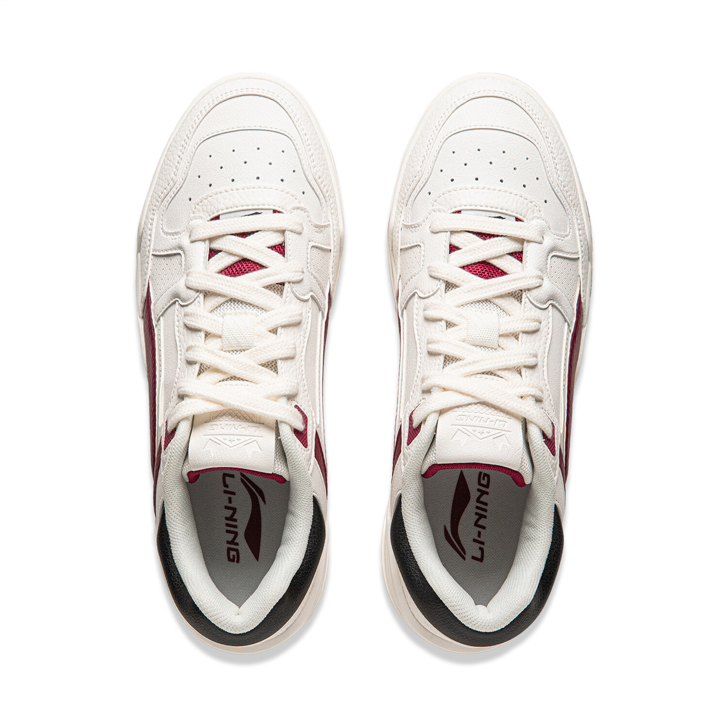 Кроссовки LINING Moon White 2.0 Skateboarding Shoes Men Low-top White/red, красный — фото 4