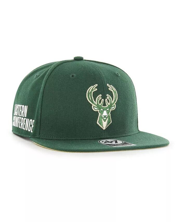 

Мужская кепка Hunter Green Milwaukee Bucks Sure Shot Captain Snapback '47 Brand, зеленый