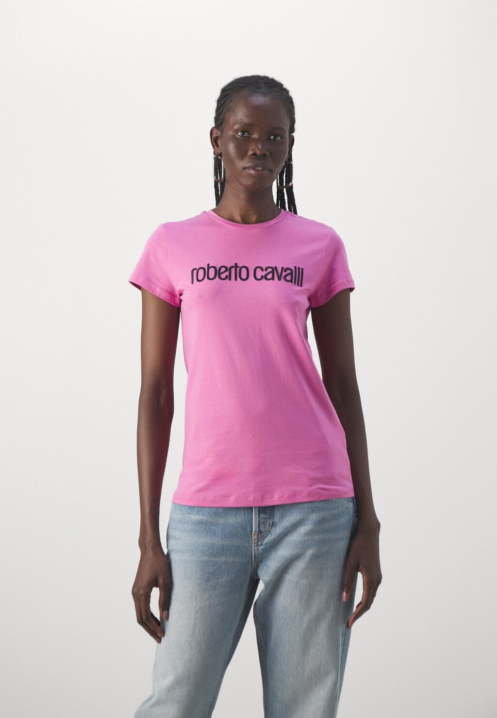 

Футболка с принтом Roberto Cavalli, цвет pink litghtning