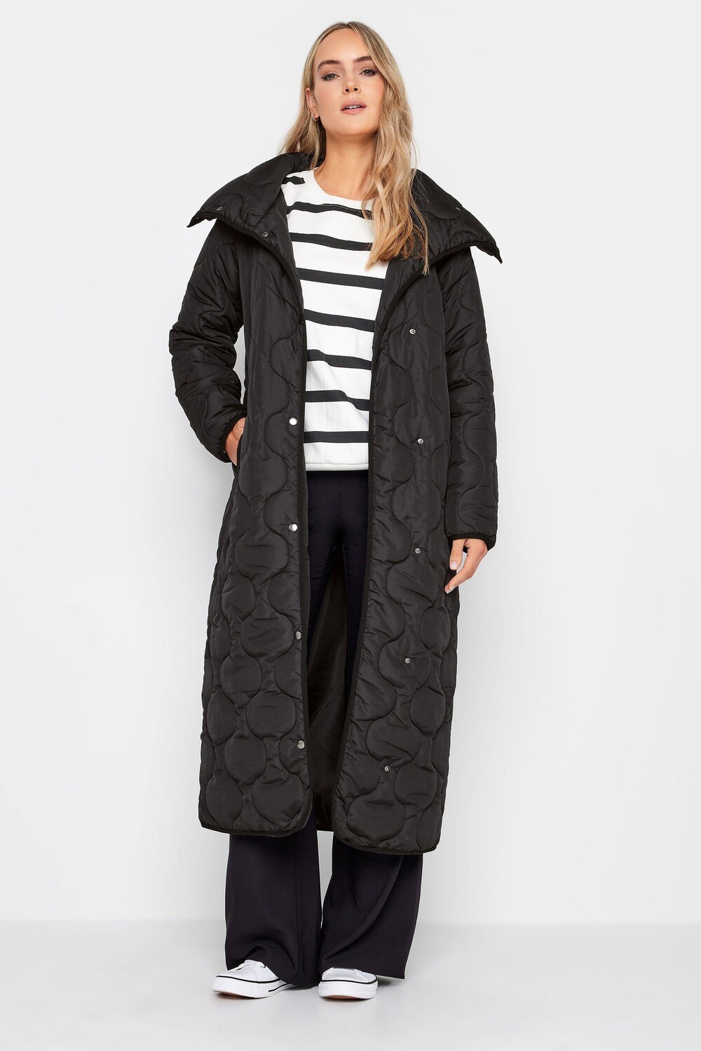 

Высокое стеганое пальто с воротником-воронкой Long Tall Sally, черный