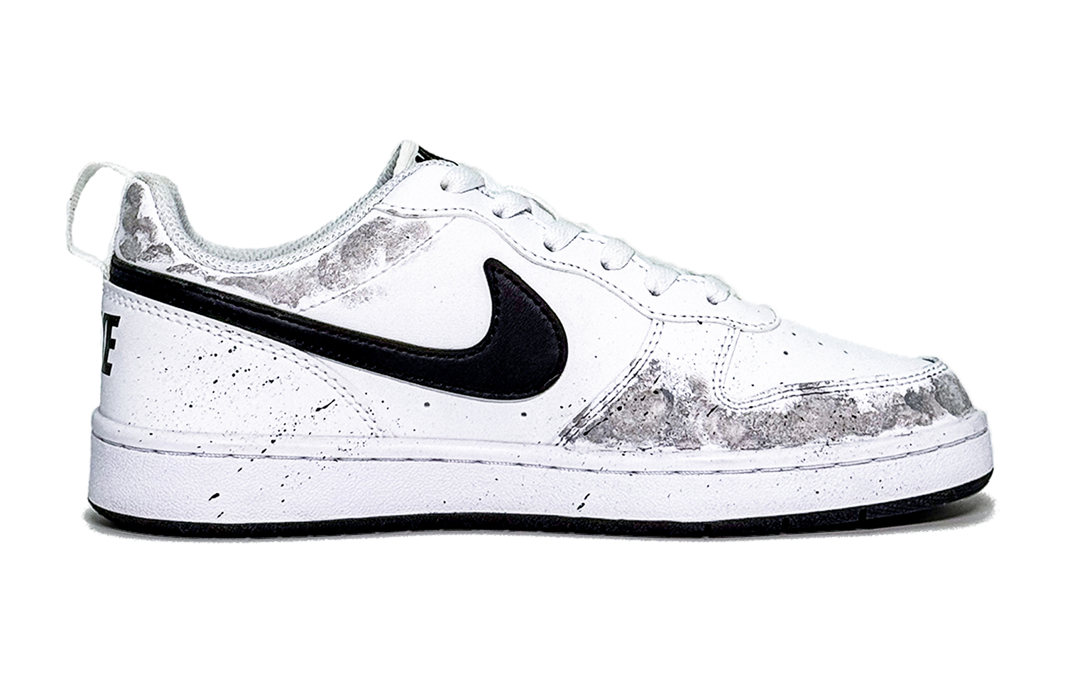 Nike Кроссовки для скейтбординга Court Borough Ink White Star Trail Abrasion Resistant Breathable Low top для детей, черно-белые — фото 3