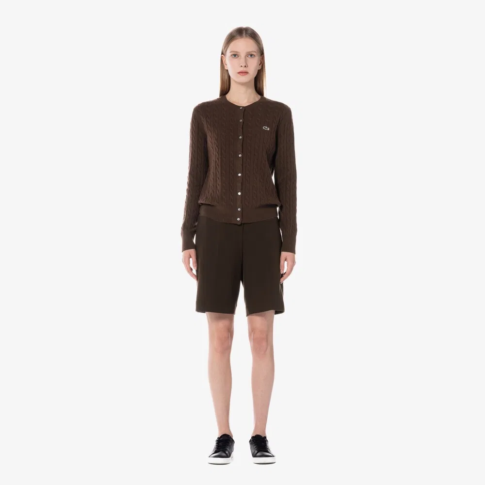 Брюки-бермуды Lacoste шерстяные коричневые