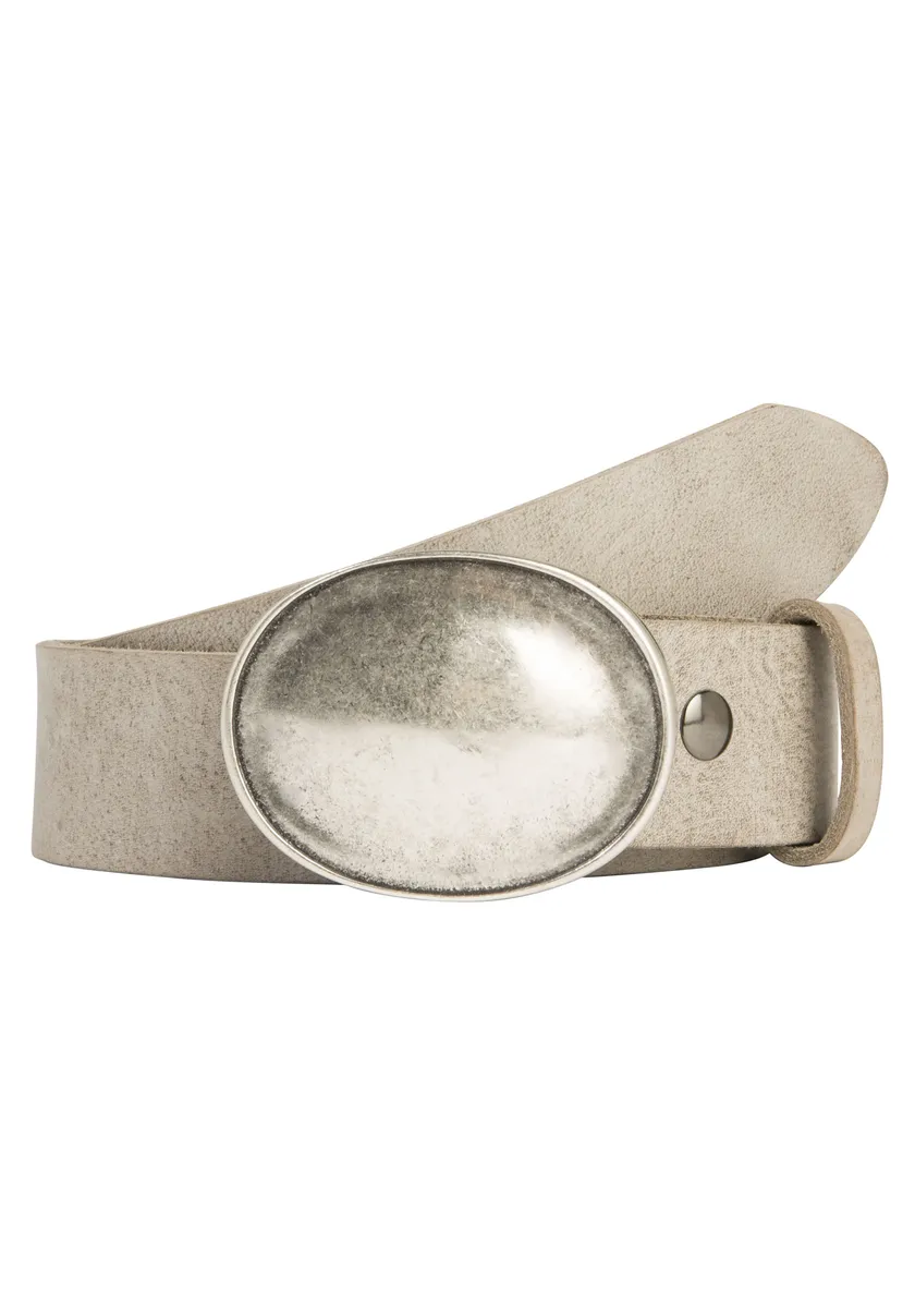 

Кожаный ремень LIFEBURG by showroom 019° со сменной застежкой "Oval Curved Silver" Rettungsring By Showroom 019°, серый