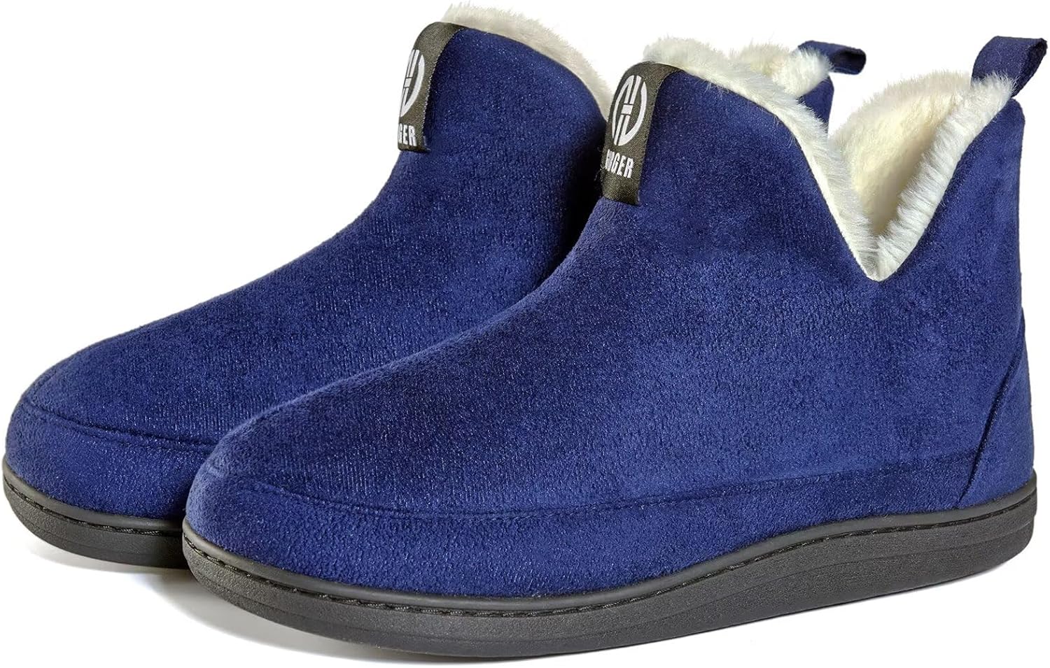 

Мужские и женские тапочки-башмачки с утеплителем из меха, с подпружиненной стелькой из памяти формы, зимние домашние тапочки Jebuktxe, темно-синий
